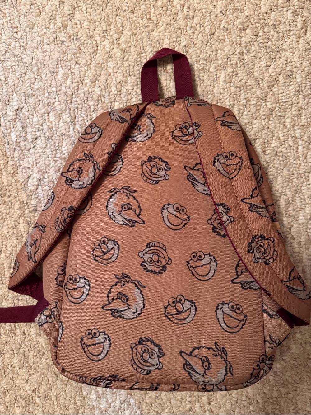 Brown Sesame Street Print Backpack with Maroon Straps - GAP - Picture 2 of 2